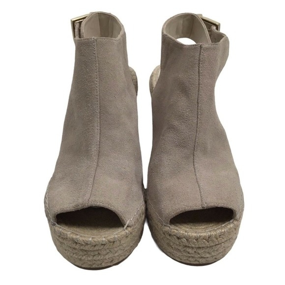 Kenneth Cole Wedge Shoes Womens 8.5 Odette Cream Suede Espadrille Sandals - Picture 2 of 10